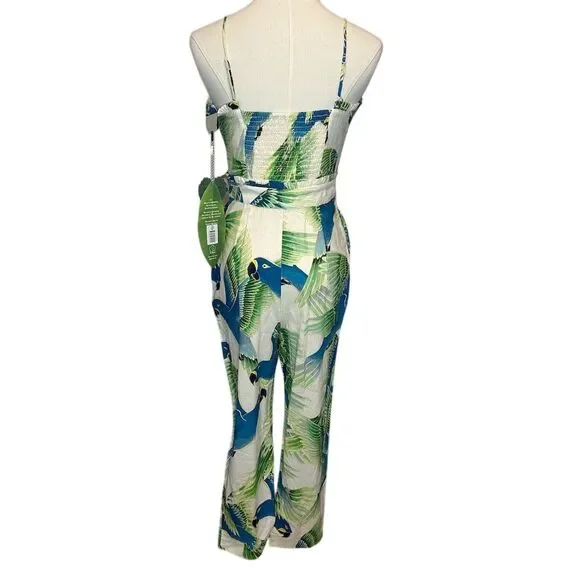 Farm Rio Women's Sleeveless Jumpsuit Parrots & Palms Print Size S - Picture 4 of 8